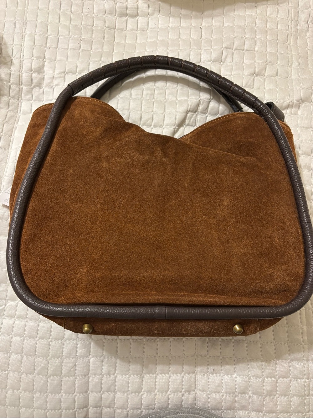 Cheval Firenze Genuine leather brown suede satchel purse NWT